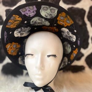 Skull vintage sun hats/ Halloween hat/ witchy hat/ 1950’s style/sun bonnets